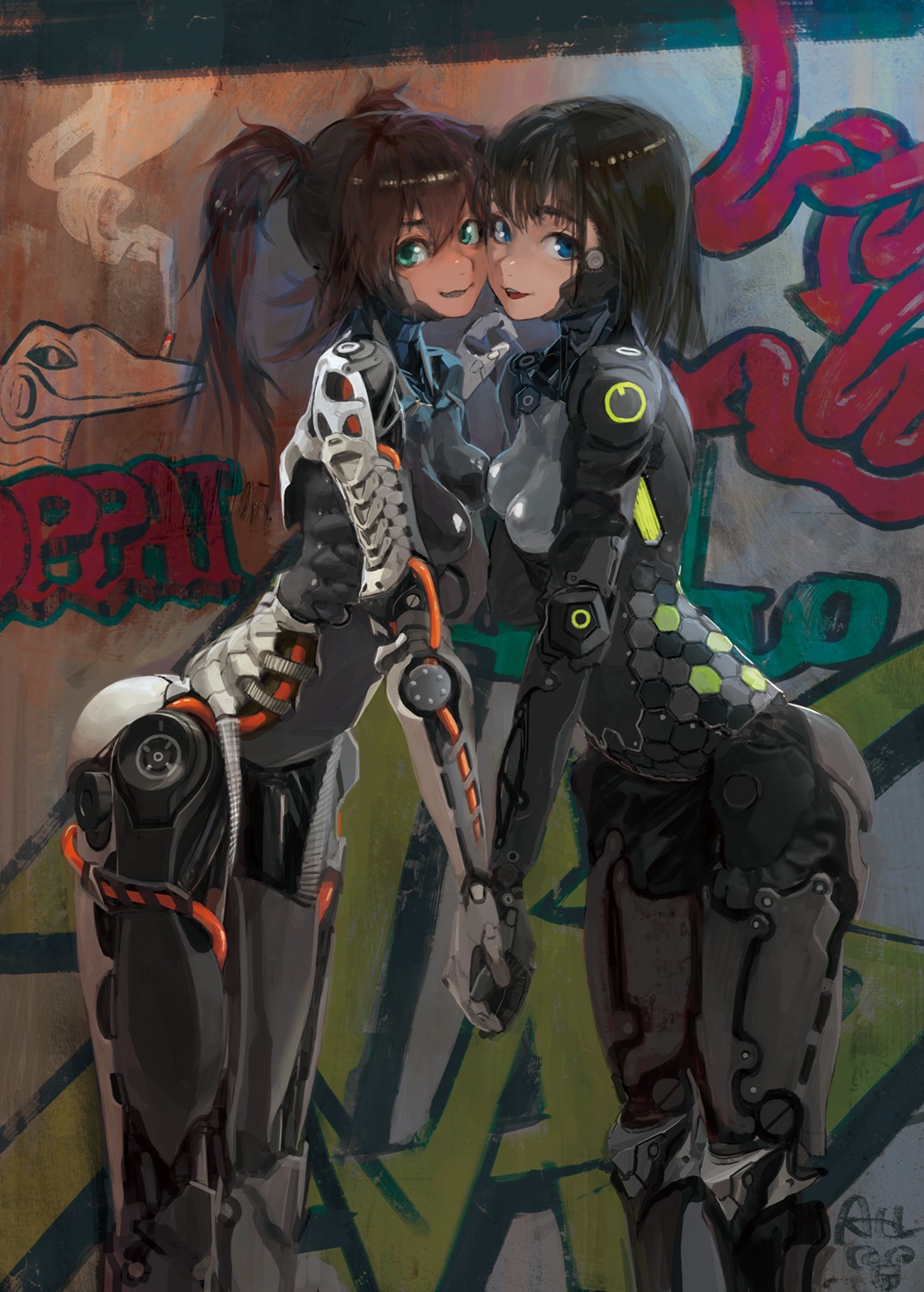 attall bodysuit mecha_musume symmetrical_docking