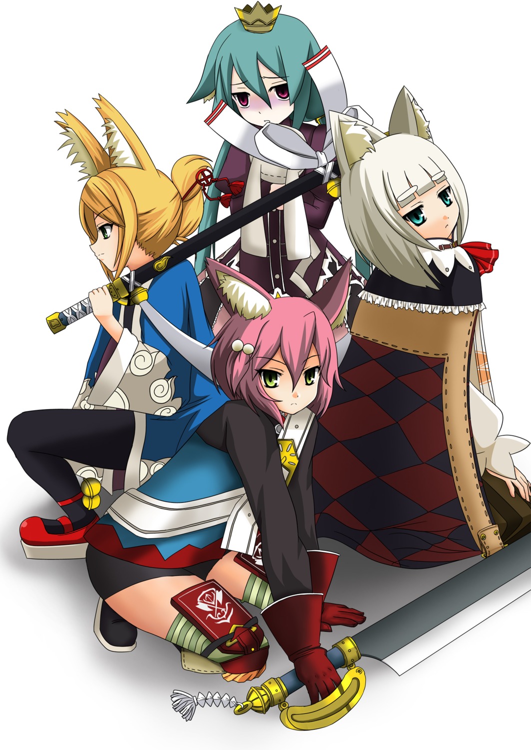 7th_dragon animal_ears fighter_(7th_dragon) mage_(7th_dragon) natsuzakura_yuuki nekomimi princess_(7th_dragon) samurai_(7th_dragon)