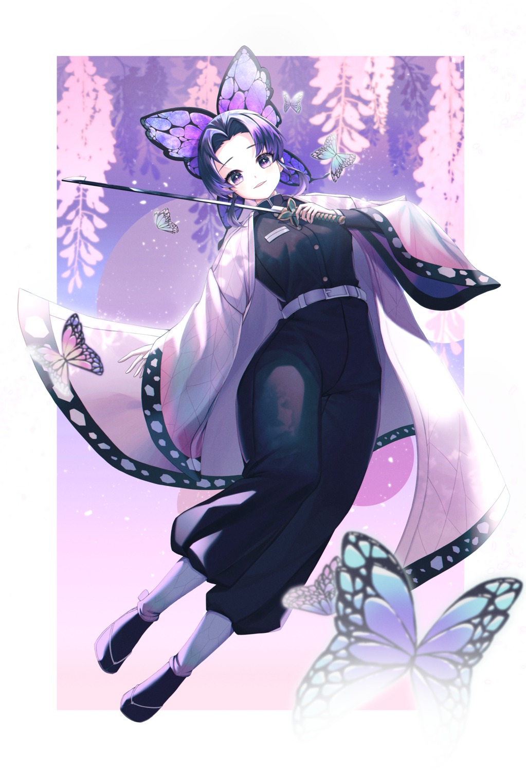 cello0702 japanese_clothes kimetsu_no_yaiba kochou_shinobu sword uniform