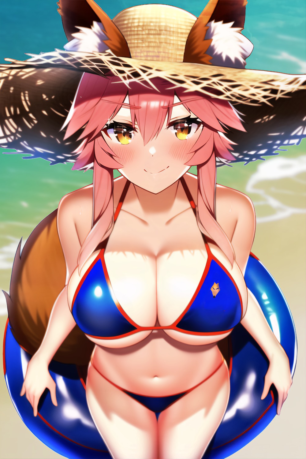 animal_ears awayuki_uyuko bikini fate/grand_order kitsune swimsuits tail tamamo_no_mae