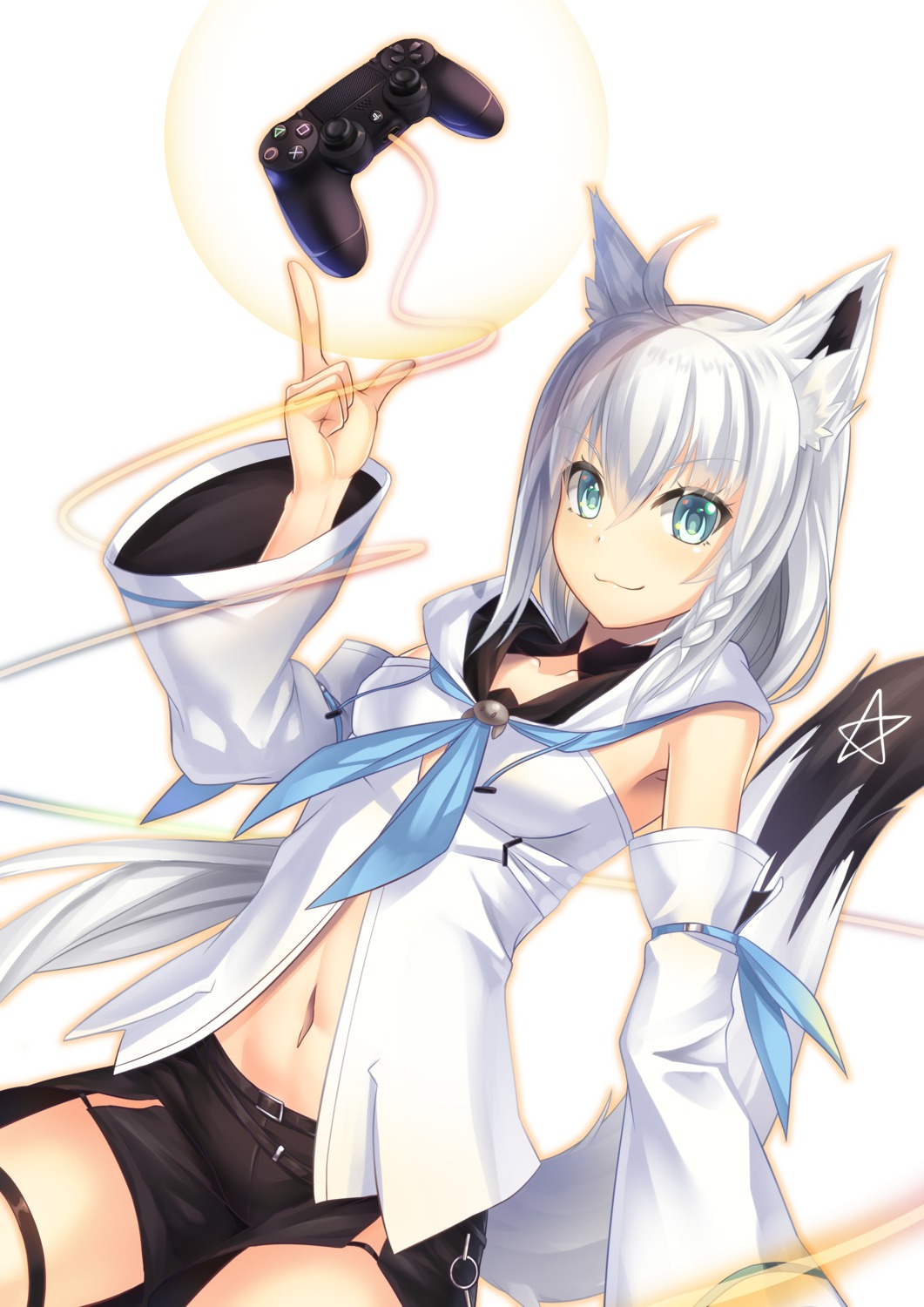 animal_ears garter hololive hololive_gamers hyui_cf2 kitsune shirakami_fubuki tail