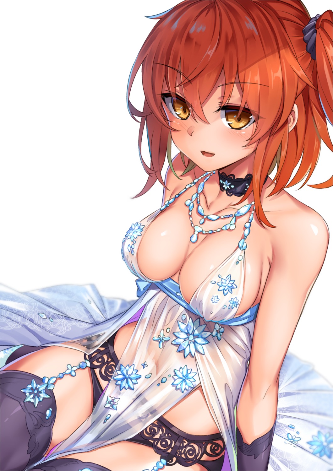 artoria_pendragon_alter_(fate/grand_order) cosplay fate/grand_order fujimaru_ritsuka_(female) garter_belt lingerie no_bra pantsu see_through shuutou_haruka stockings thighhighs