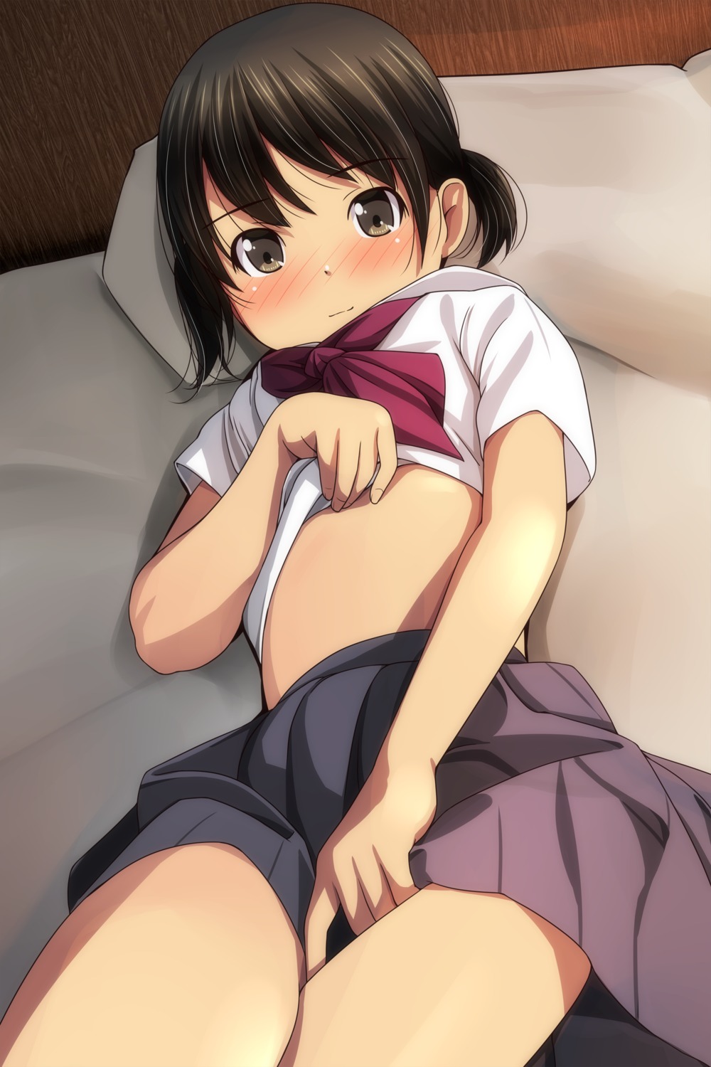 loli matsunaga_kouyou seifuku shirt_lift skirt_lift