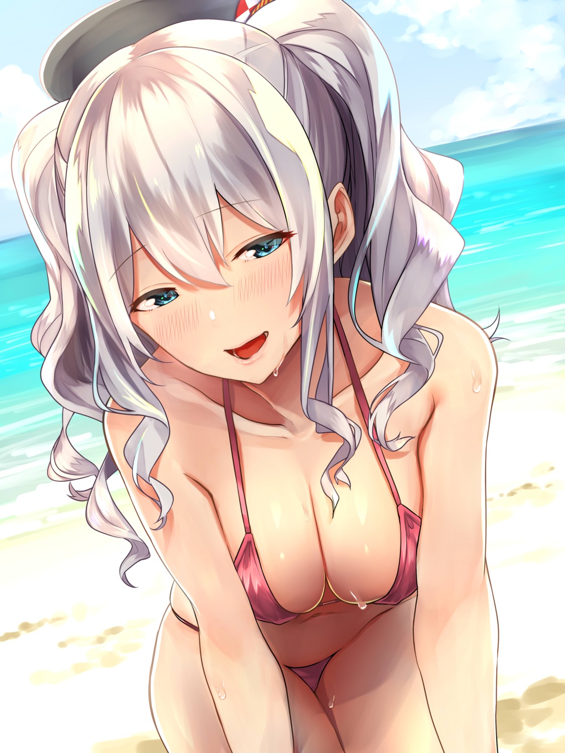 baffu bikini cleavage erect_nipples kantai_collection kashima_(kancolle) swimsuits wet