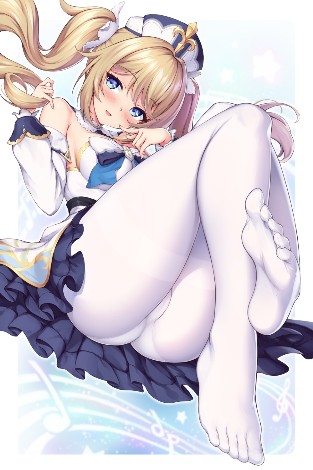 barbara_(genshin_impact) cameltoe dress feet genshin_impact ivenglynn pantsu pantyhose skirt_lift