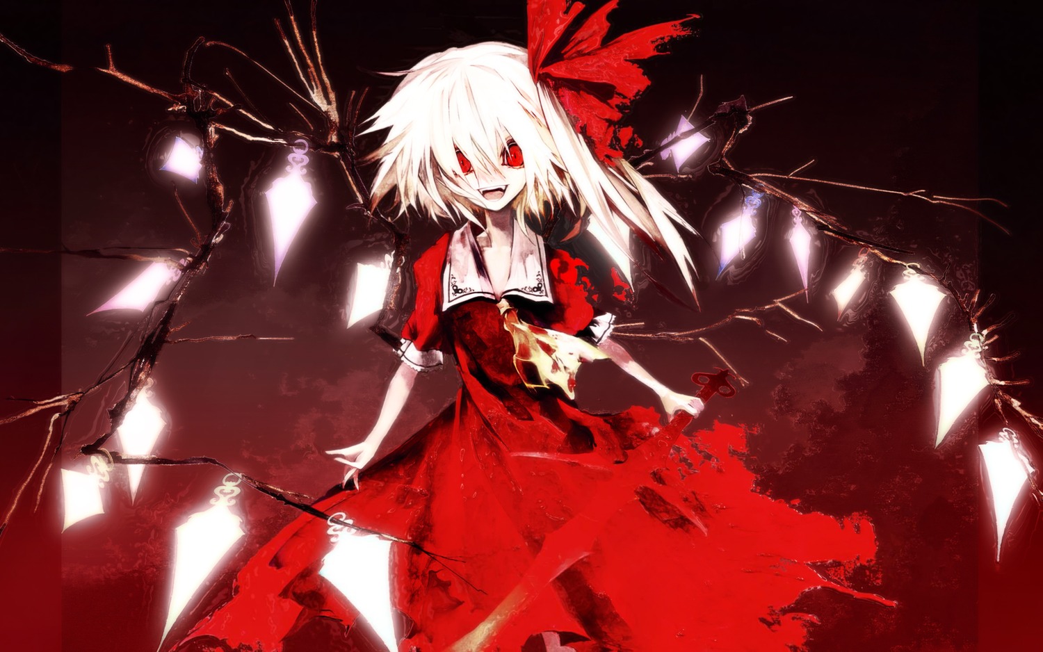 banpai_akira dress flandre_scarlet touhou wallpaper wings