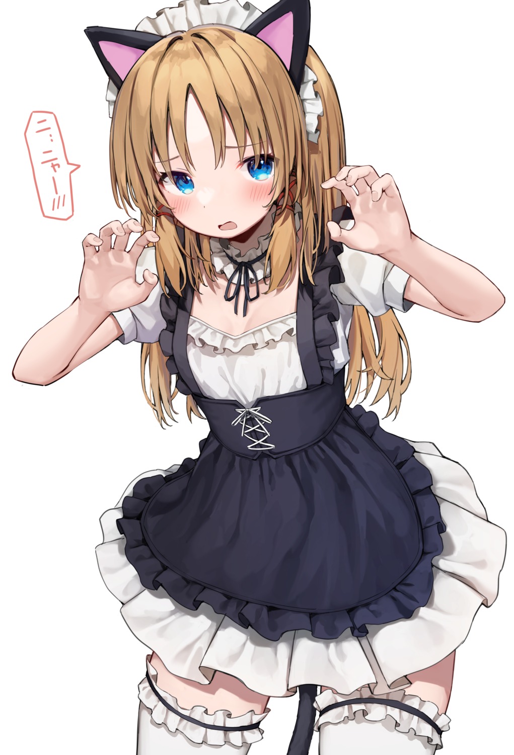 animal_ears maid mamemochi moriya_suwako nekomimi tail thighhighs touhou