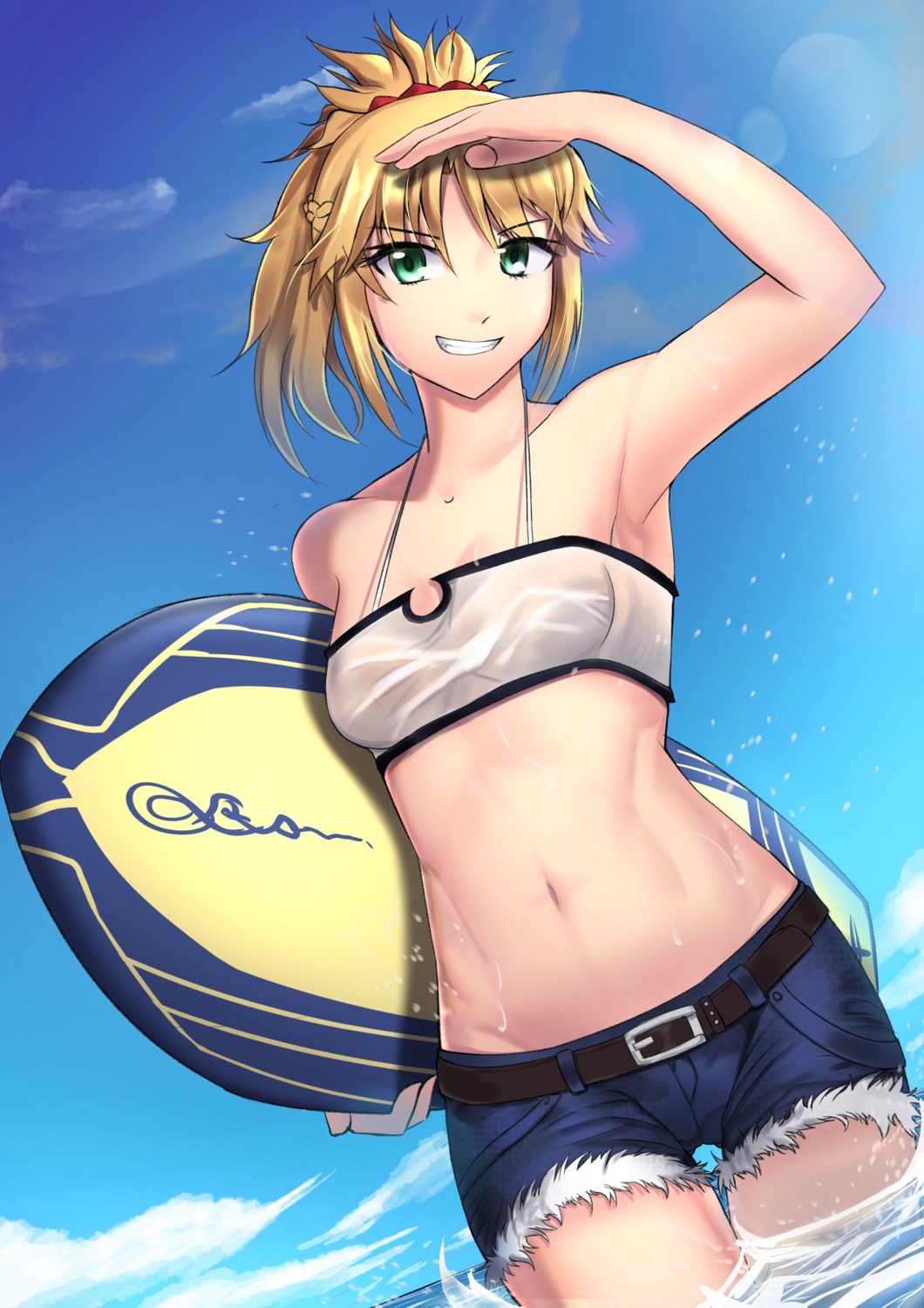 bikini_top fate/grand_order mordred_(fate) plottersky swimsuits wet