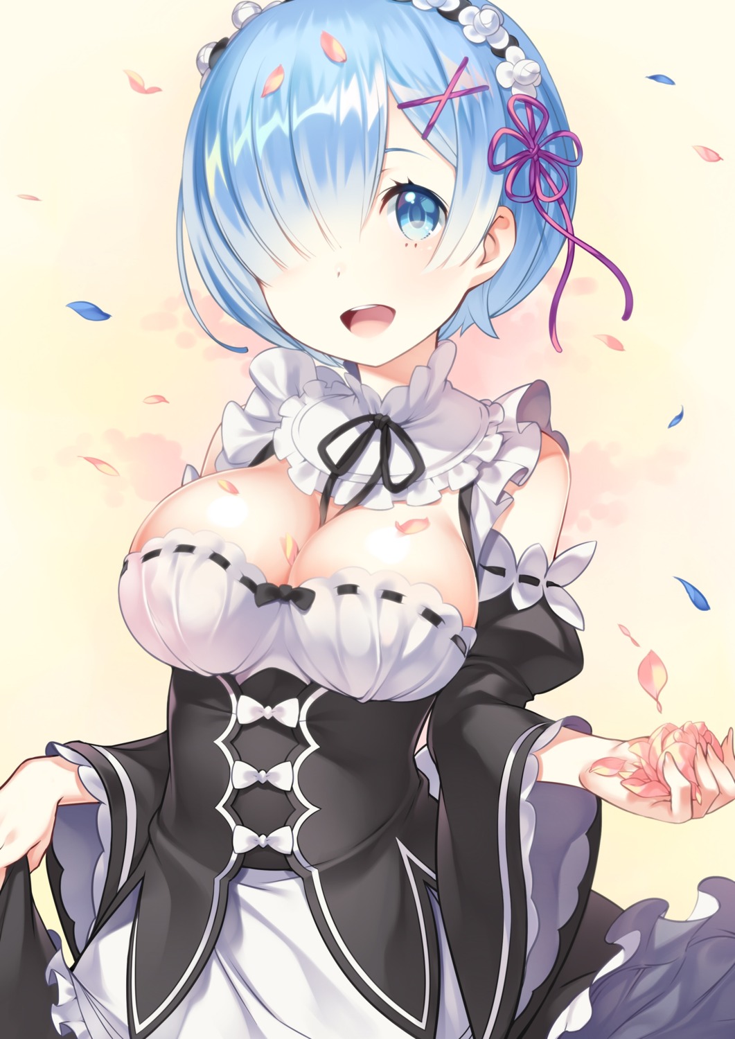 cleavage lasa_(lasa1116) maid re_zero_kara_hajimeru_isekai_seikatsu rem_(re_zero)