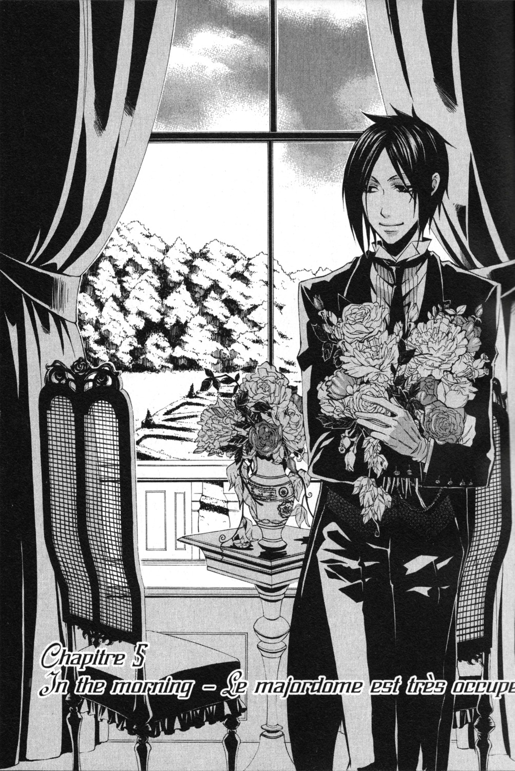 kuroshitsuji male monochrome sebastian_michaelis toboso_yana