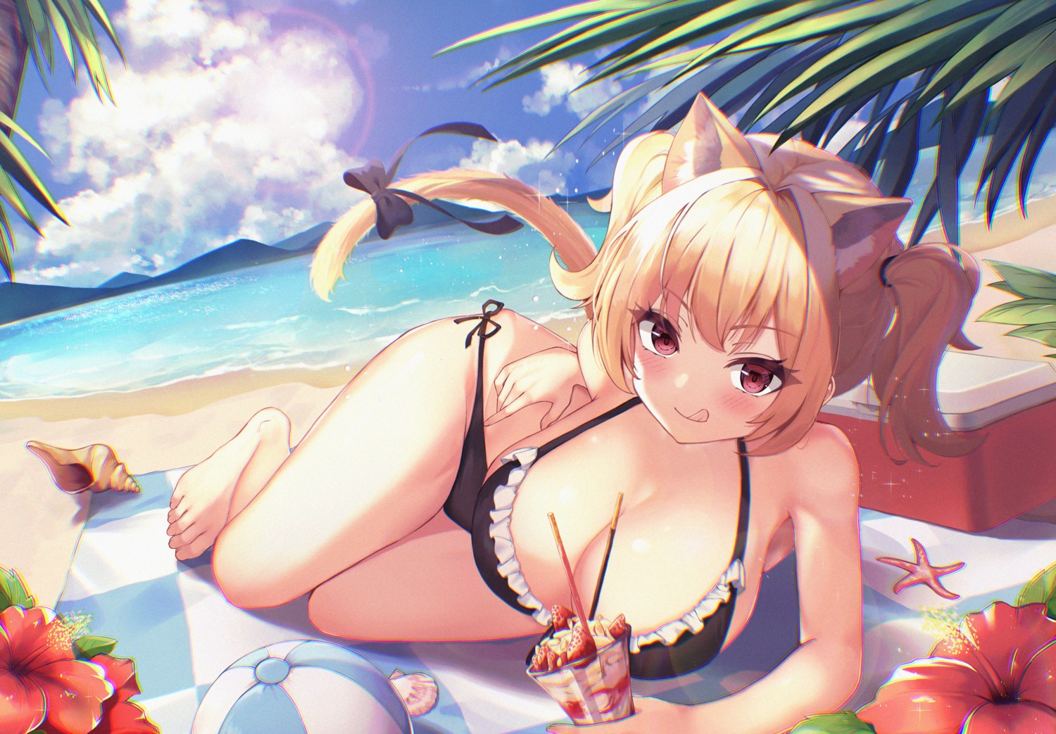 animal_ears bikini bitseon feet nekomimi swimsuits tail