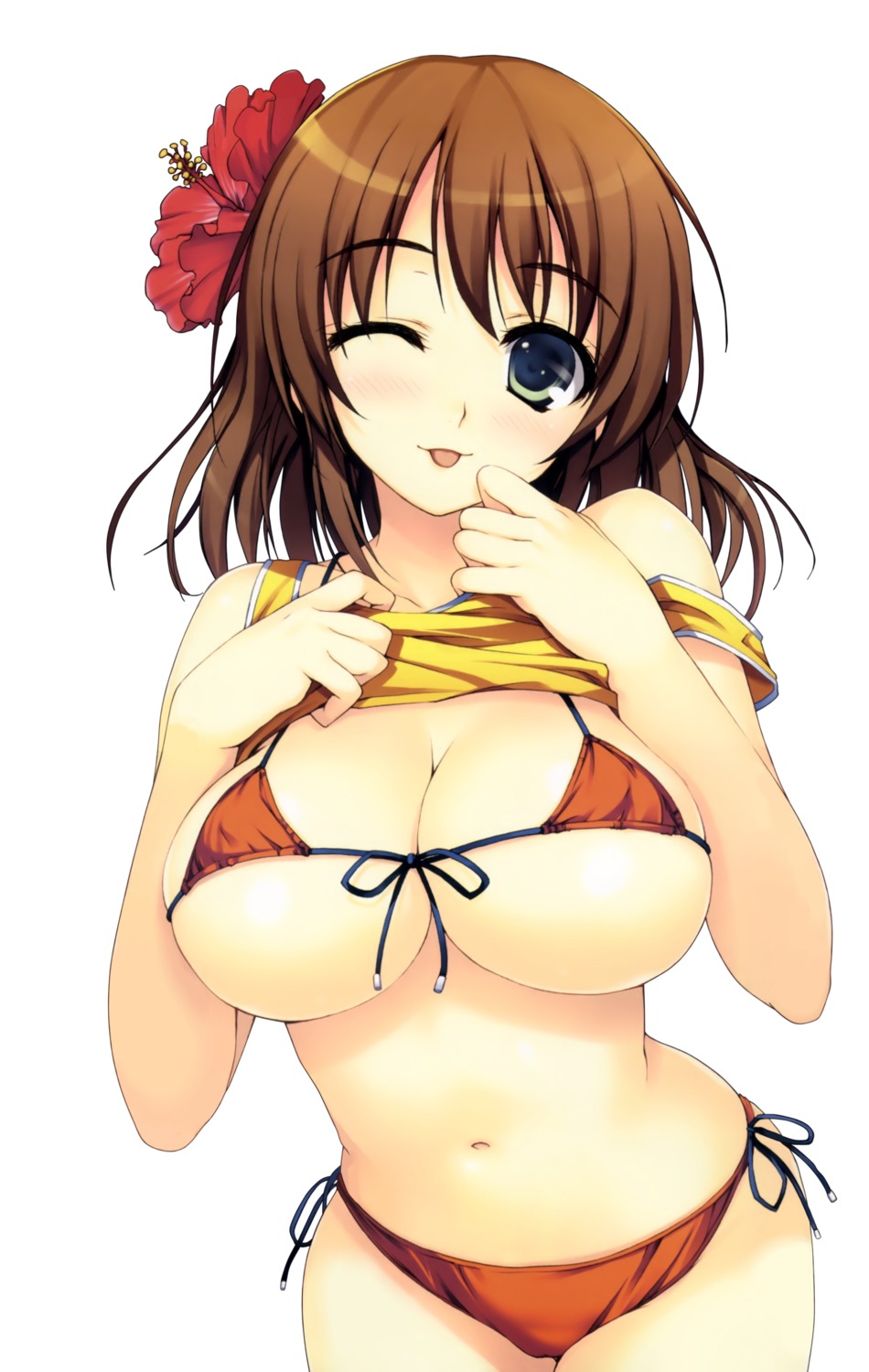 bikini cleavage erect_nipples shirt_lift swimsuits tomose_shunsaku underboob