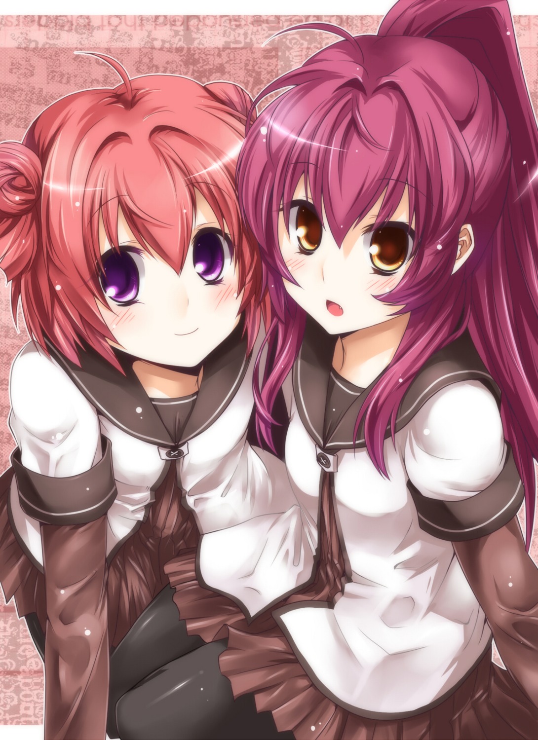 akaza_akari pantyhose paopao seifuku sugiura_ayano yuru_yuri