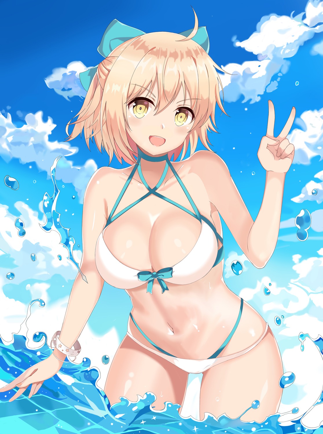 bikini fate/grand_order kirisameaoto okita_souji_(fate) swimsuits wet