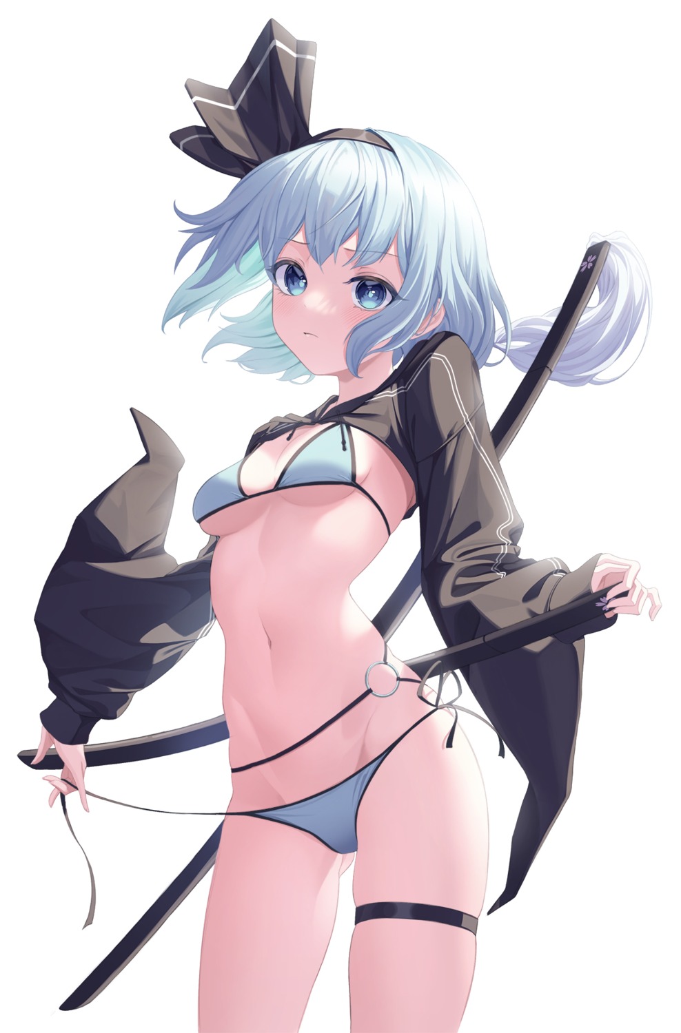 bikini garter ju-ok konpaku_youmu swimsuits sword touhou undressing