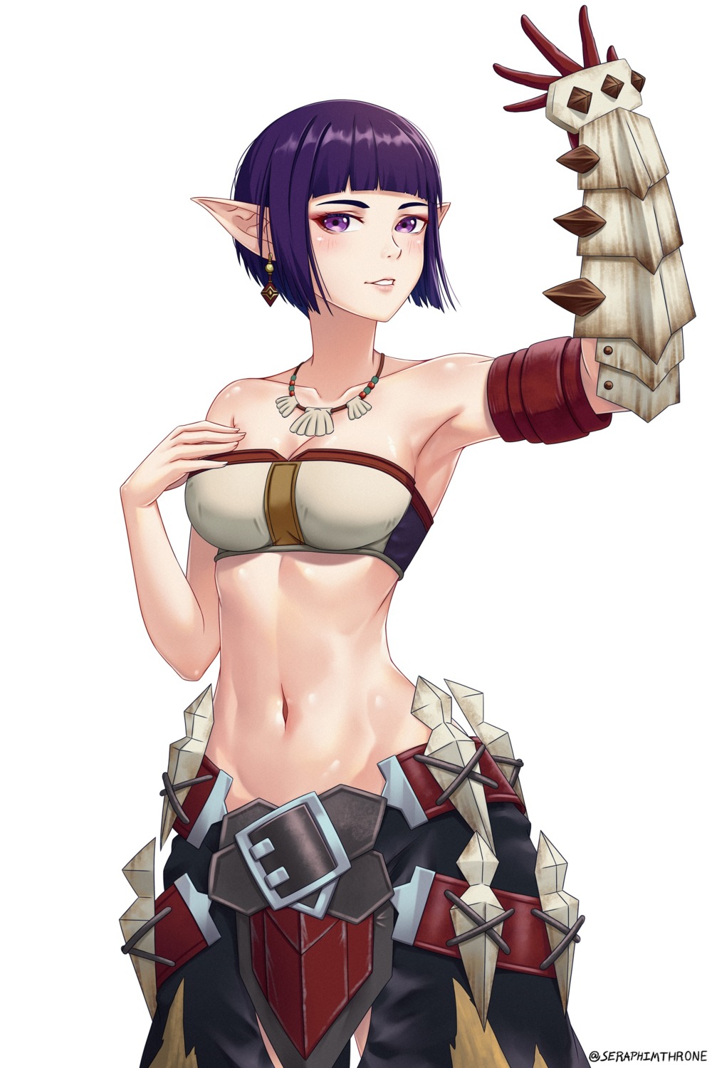 armor elf monster_hunter monster_hunter_rise no_bra pointy_ears seraphimthrone