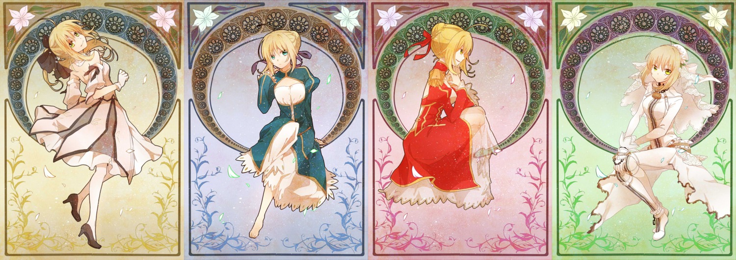 dress fate/extra fate/extra_ccc fate/stay_night fate/unlimited_codes saber saber_bride saber_extra saber_lily yama_bukiiro