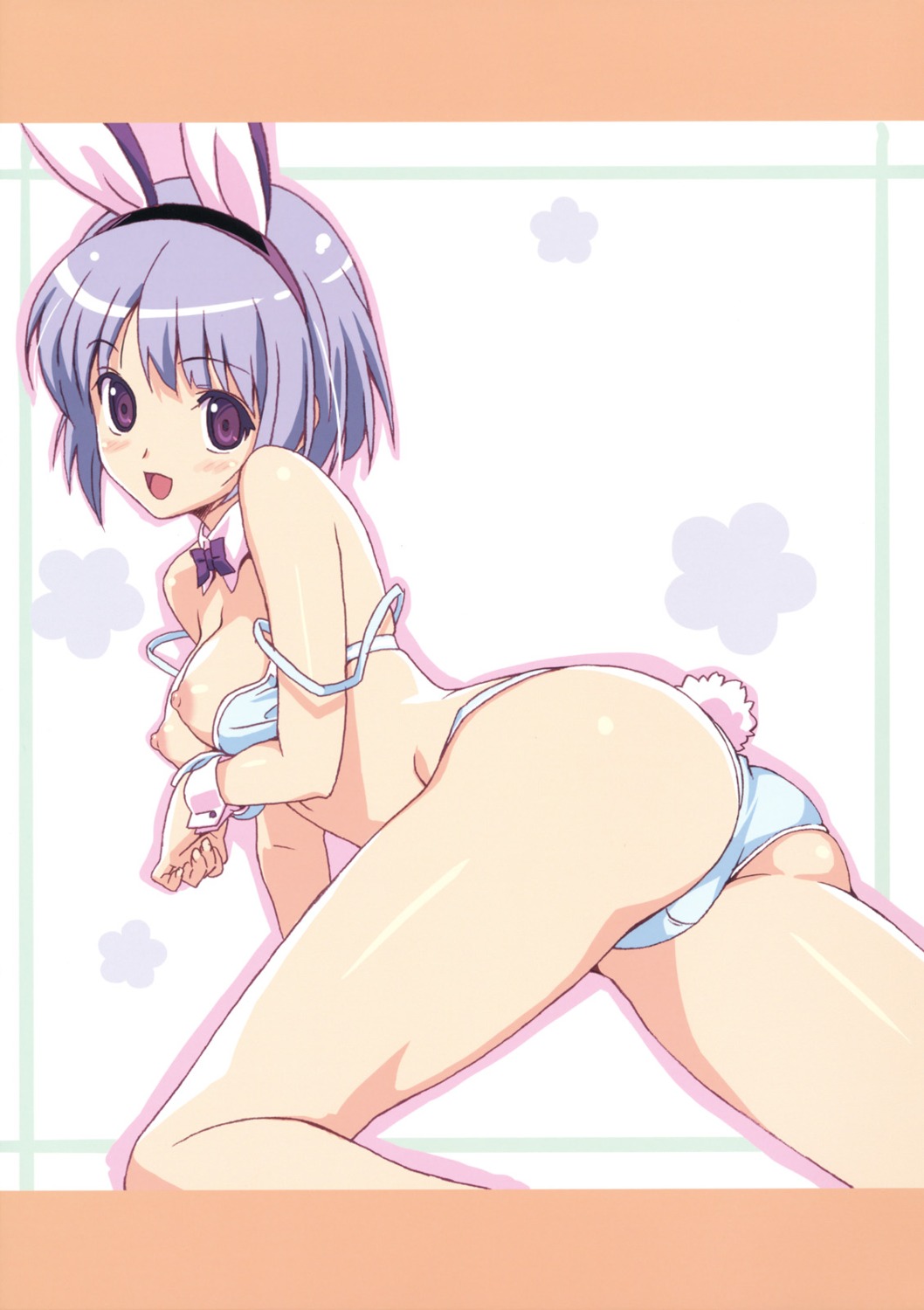 animal_ears bra breasts bunny_ears koutaro nijiiro_zakura nipples pantsu