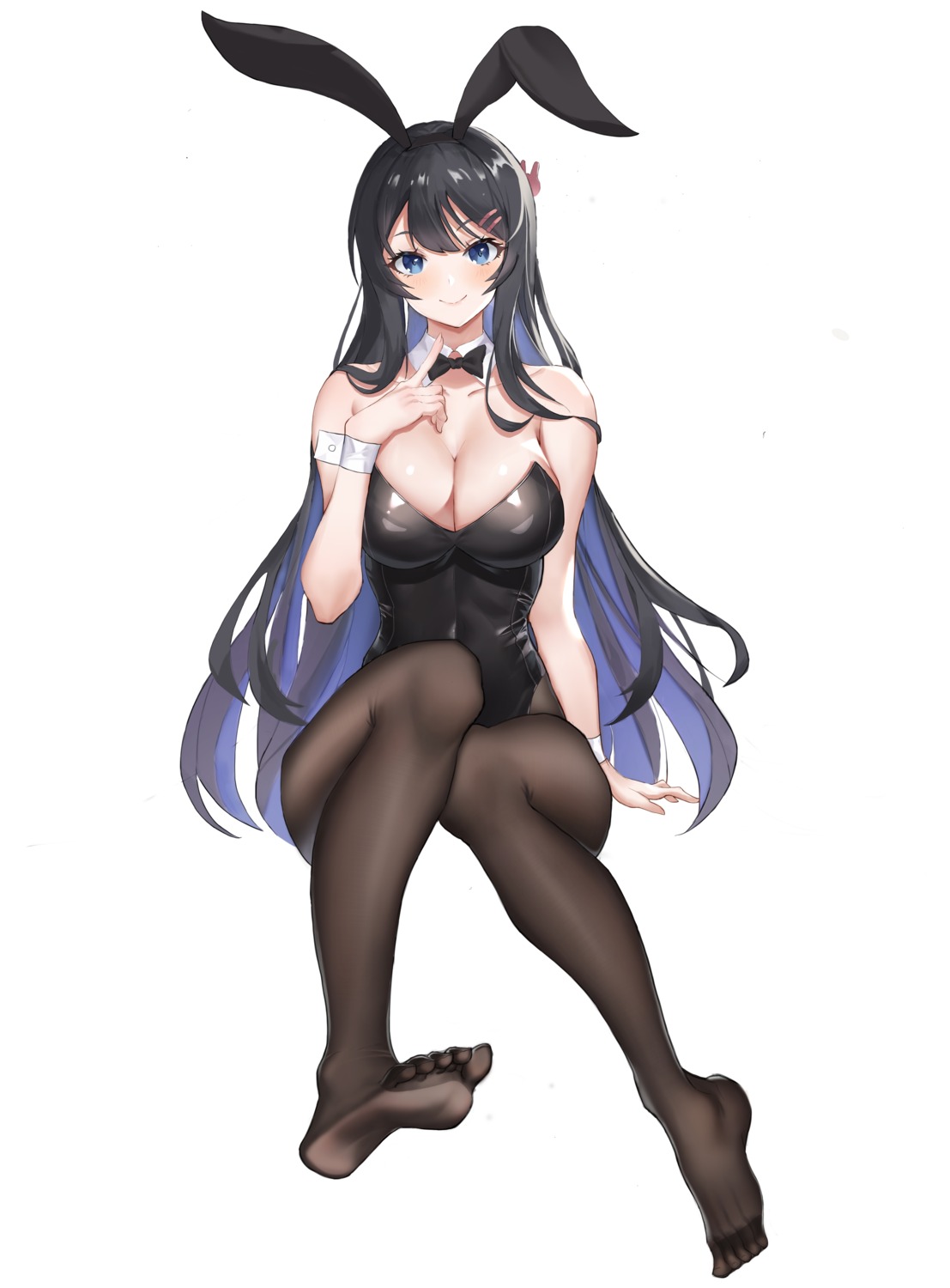 animal_ears bunny_ears bunny_girl feet no_bra pantyhose sakurajima_mai seishun_buta_yarou watts99