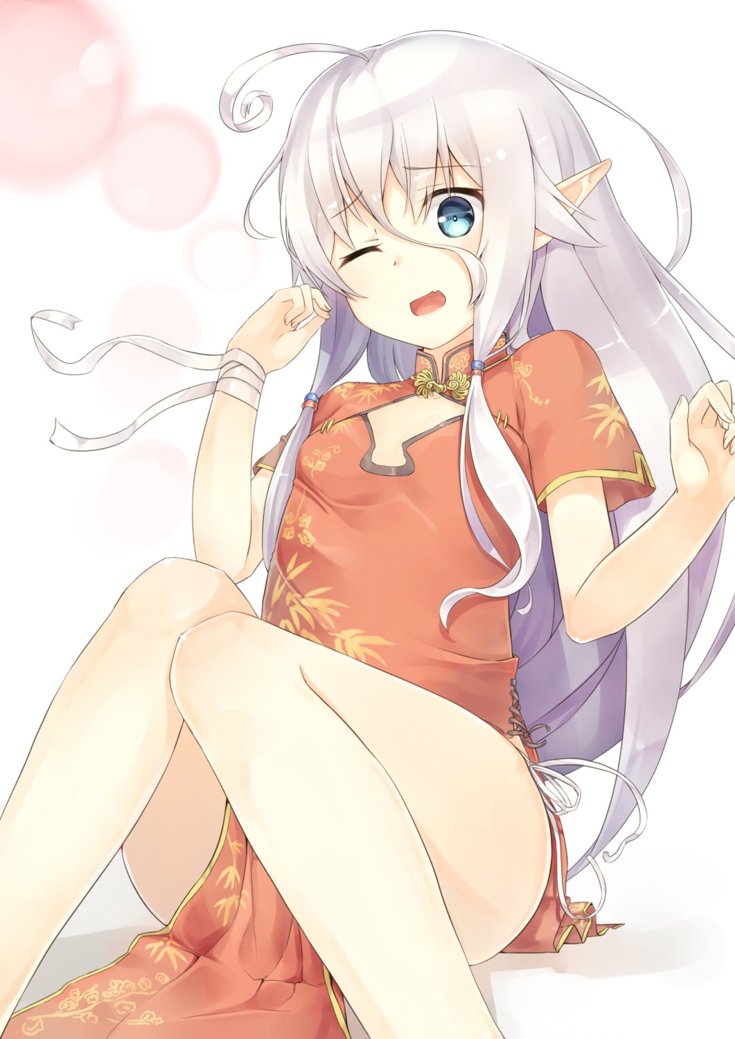 chinadress pantsu pointy_ears ruma_imaginary string_panties