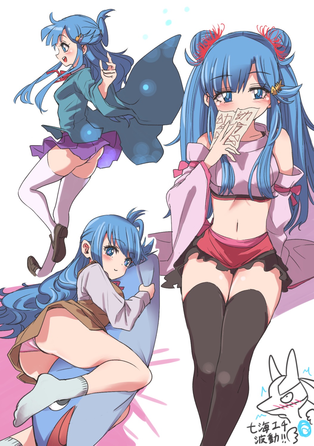 asari_nanami ass feet pantsu pizzasi seifuku skirt_lift the_idolm@ster the_idolm@ster_cinderella_girls thighhighs