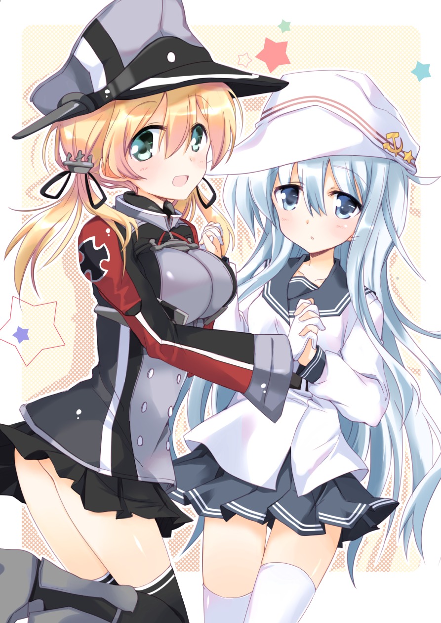 hibiki_(kancolle) hizuki_yayoi kantai_collection prinz_eugen_(kancolle) thighhighs