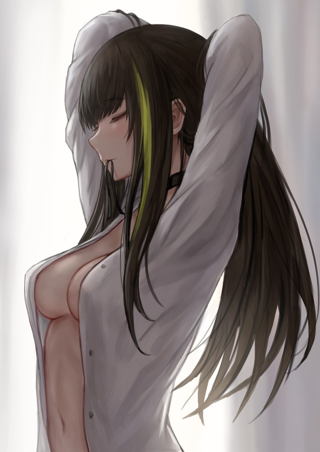 girls_frontline m4a1_(girls_frontline) no_bra open_shirt selcky