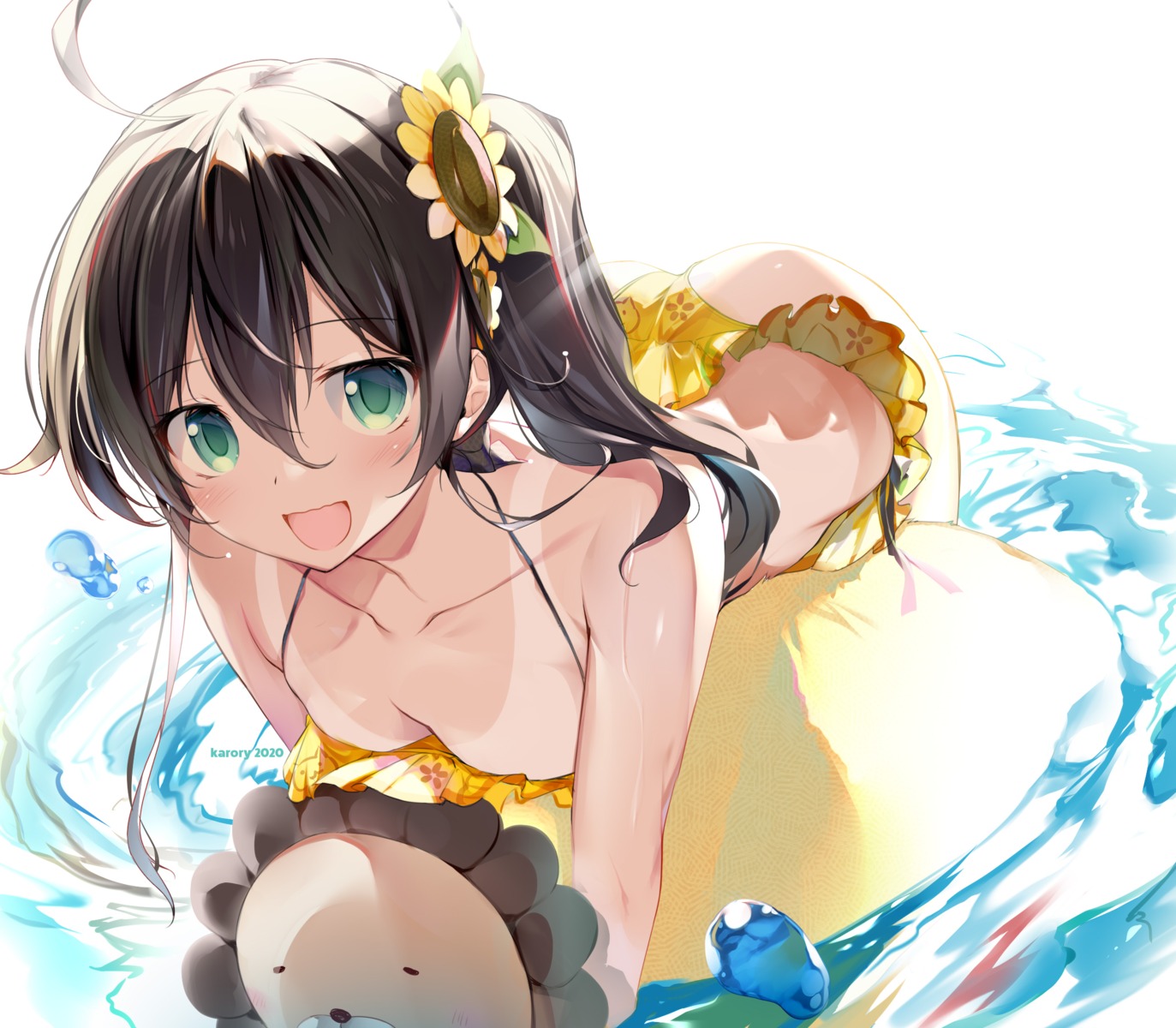 bikini cleavage hololive karory natsuiro_matsuri swimsuits tan_lines thong wet