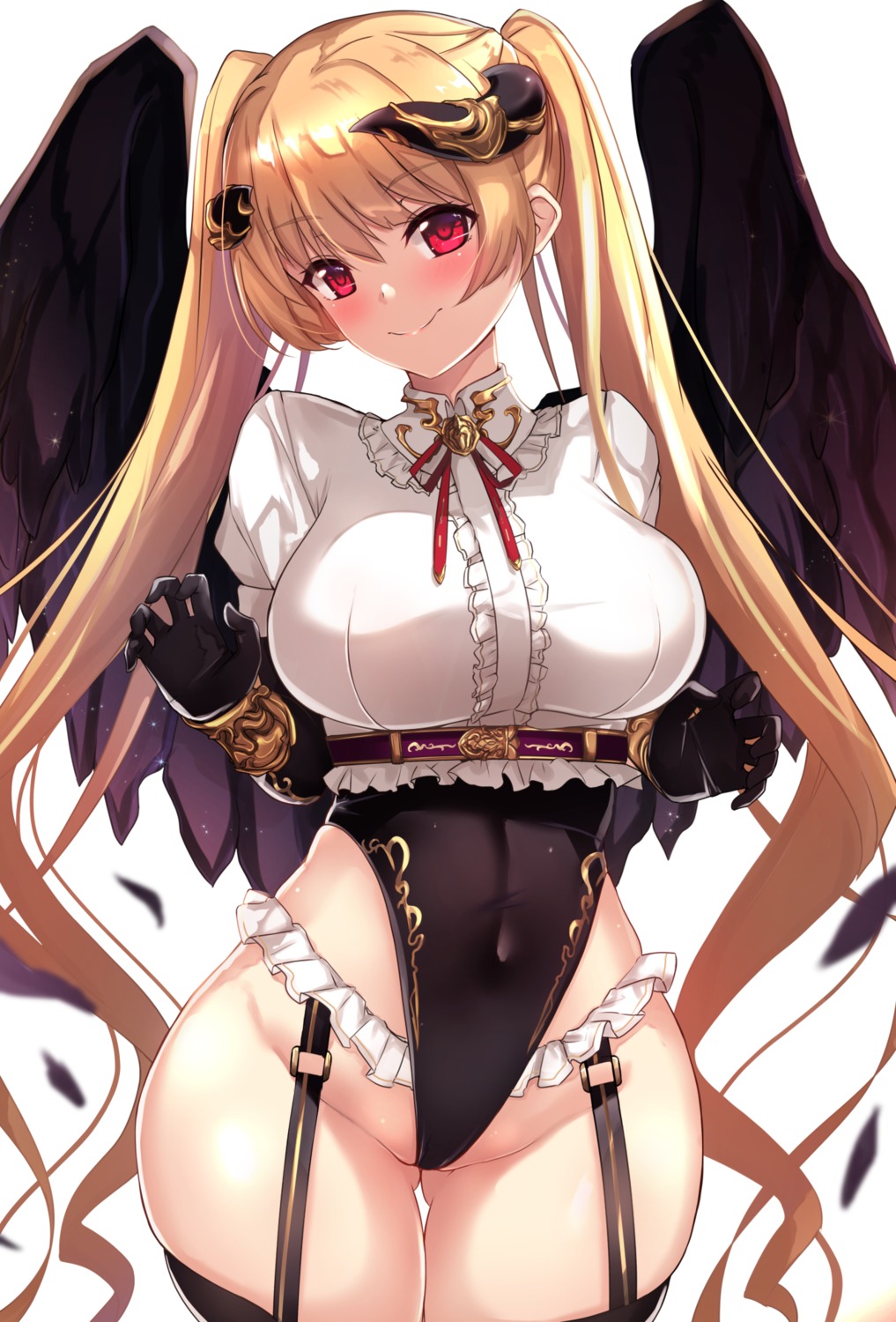 garter_belt horns leotard stockings thighhighs untsue wings