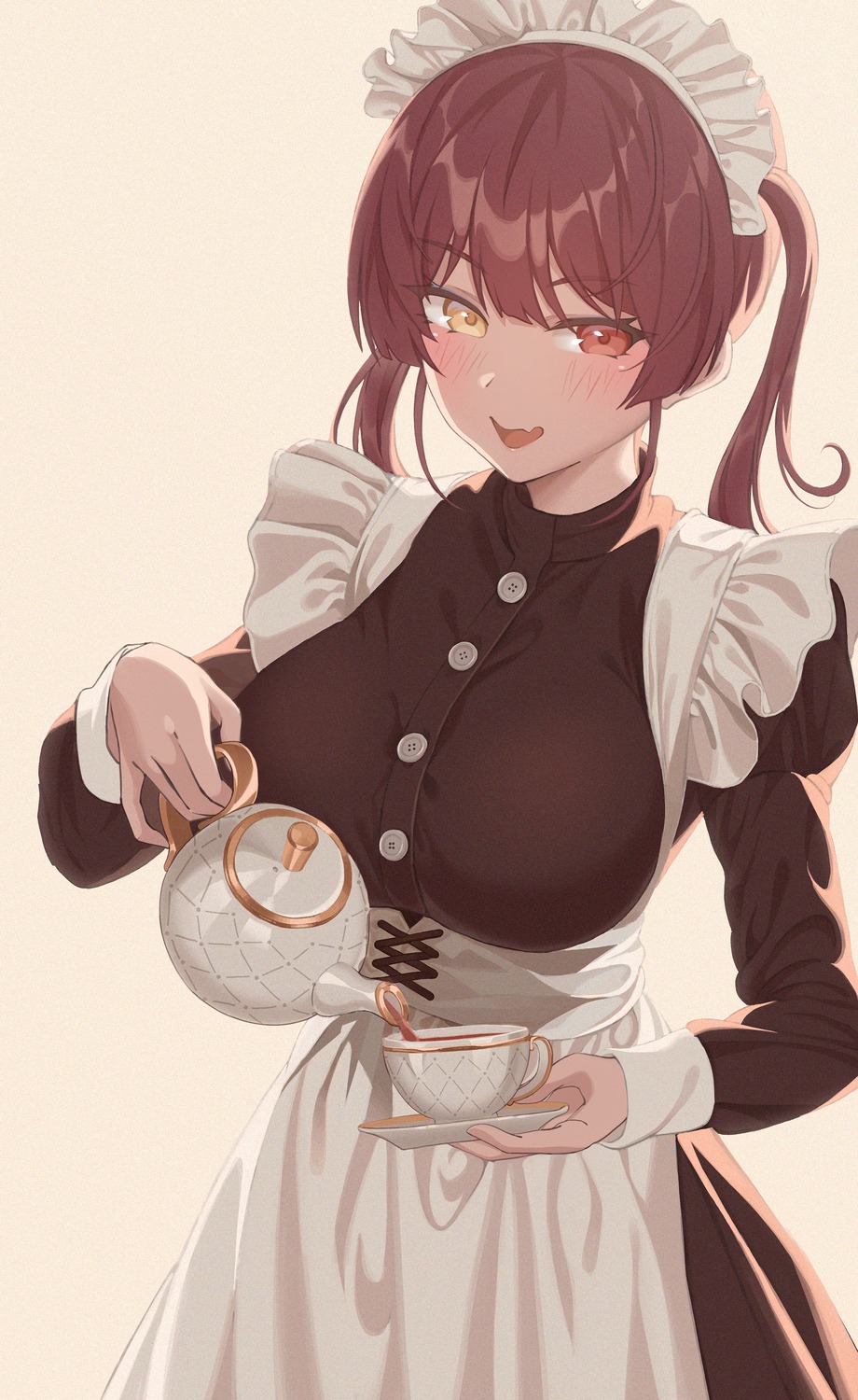 heterochromia hololive houshou_marine maid o-los