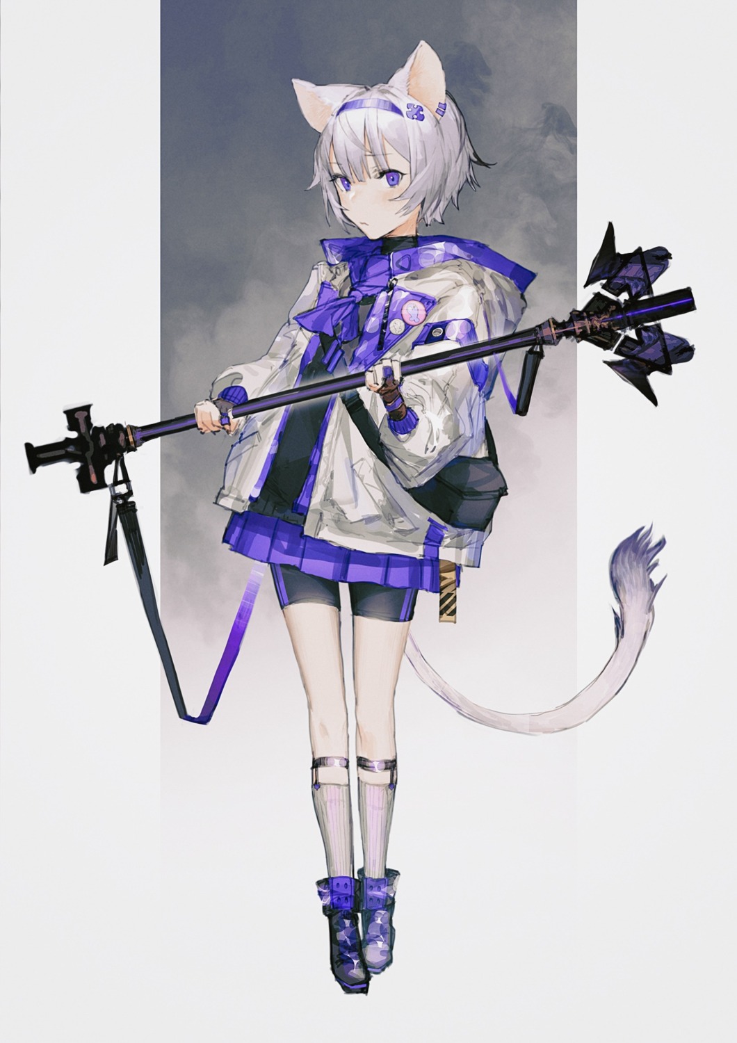 animal_ears bike_shorts nekomimi nonokuro tail weapon