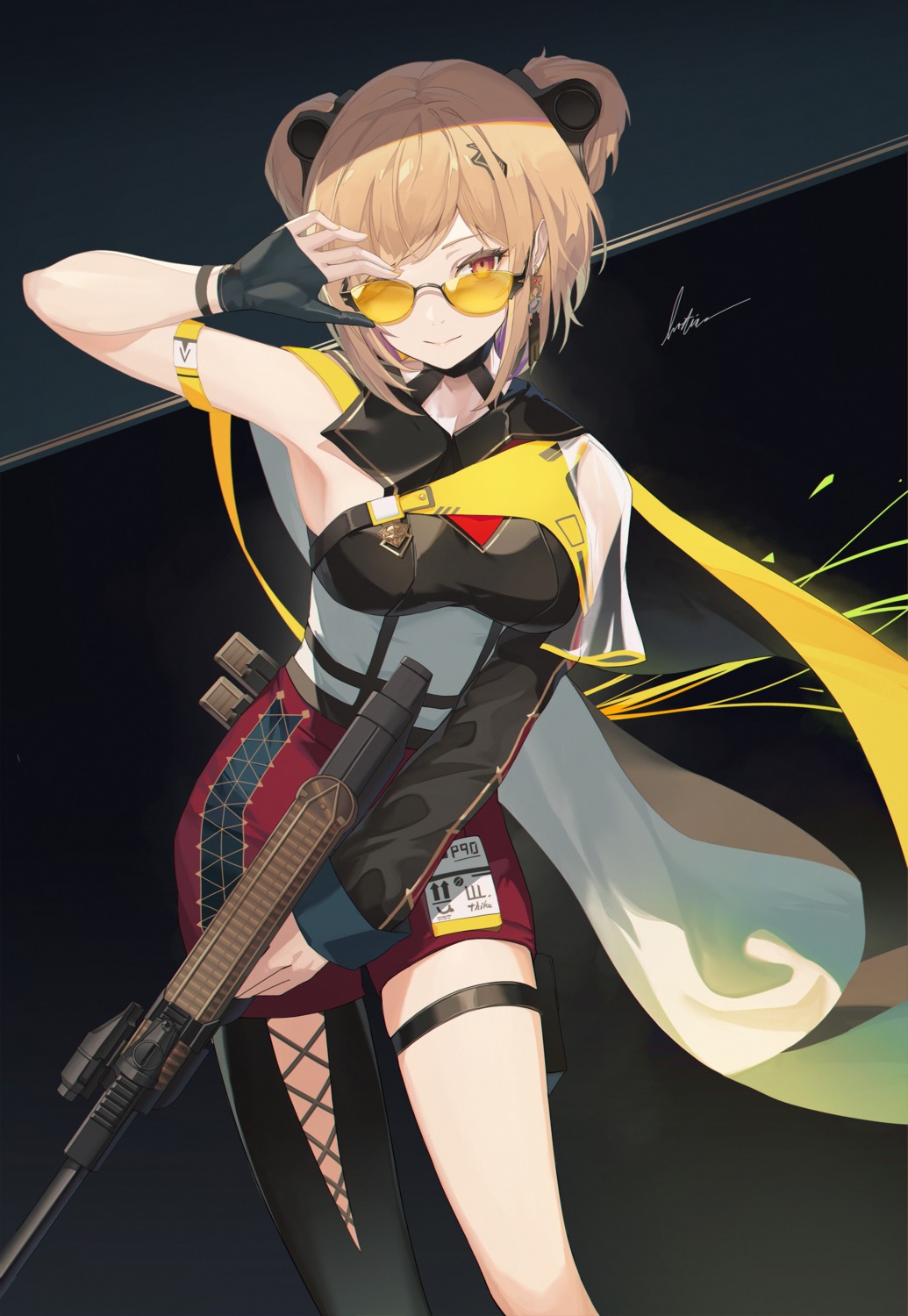 garter girls_frontline gun megane p90_(girls_frontline)