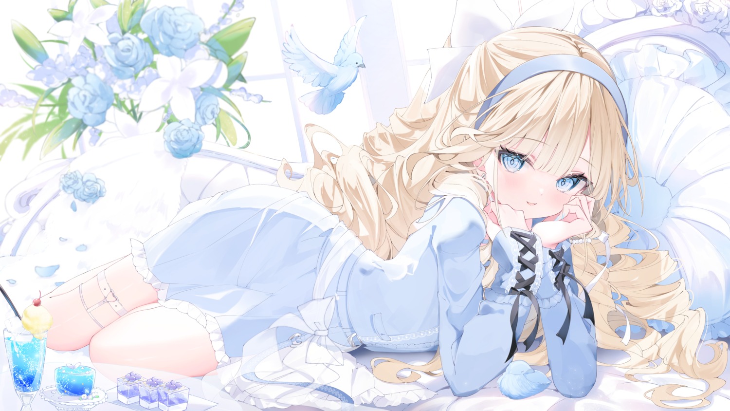 detexted dress garter indie_virtual_youtuber okomeillust tallemi_ella wallpaper