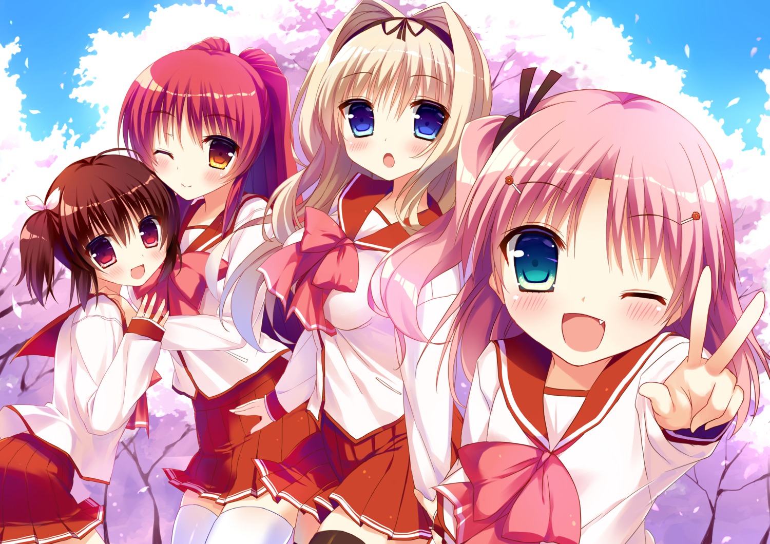 kousaka_tamaki kusugawa_sasara maaryan natsuki_marina seifuku thighhighs to_heart_(series) to_heart_2 yuzuhara_konomi