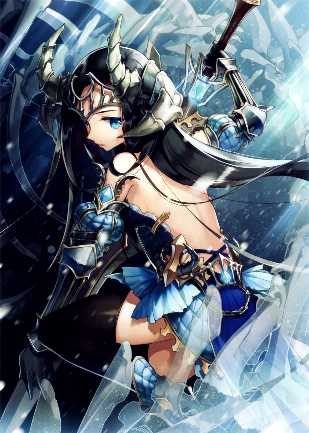 armor no_bra qurare:_magic_library salty sword thighhighs