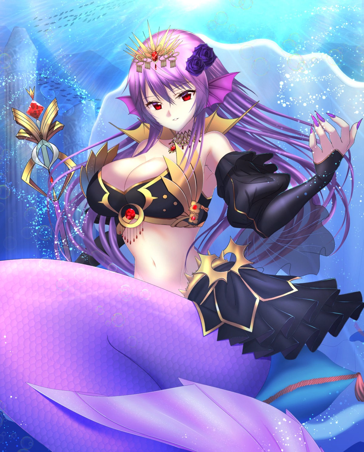 agme animal_ears bikini_armor mermaid monster_girl tail weapon