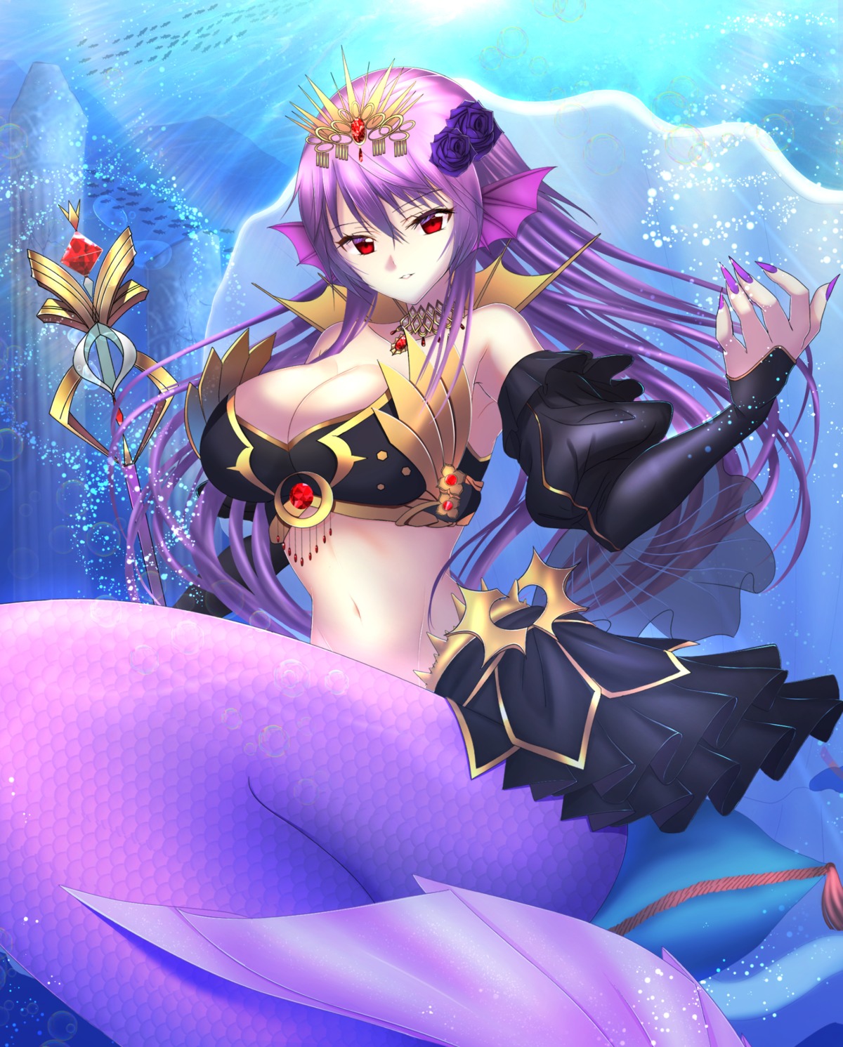 bikini_armor mermaid monster_girl tagme tail weapon