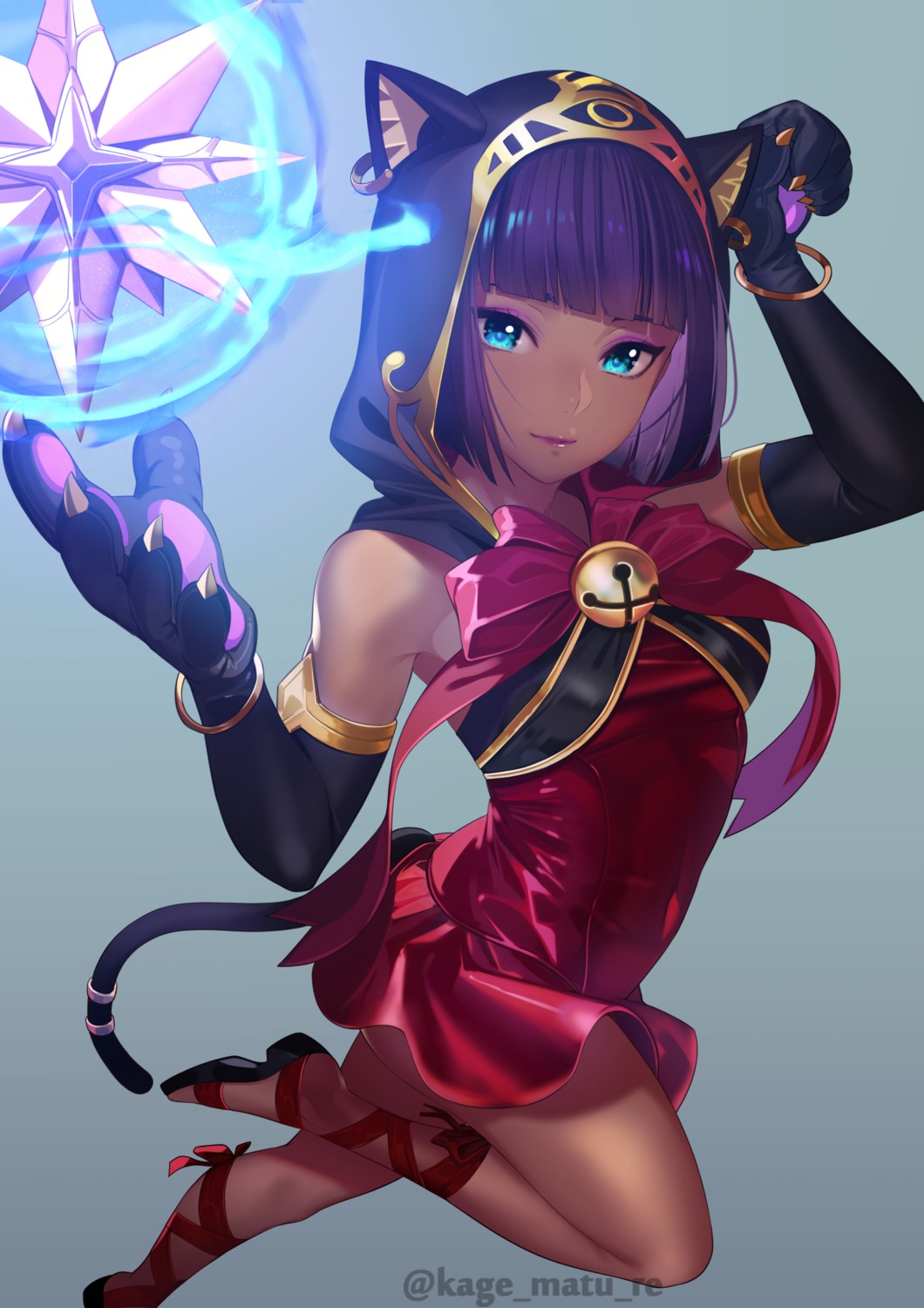 animal_ears dress kagematsuri menat nekomimi skirt_lift street_fighter street_fighter_v tail