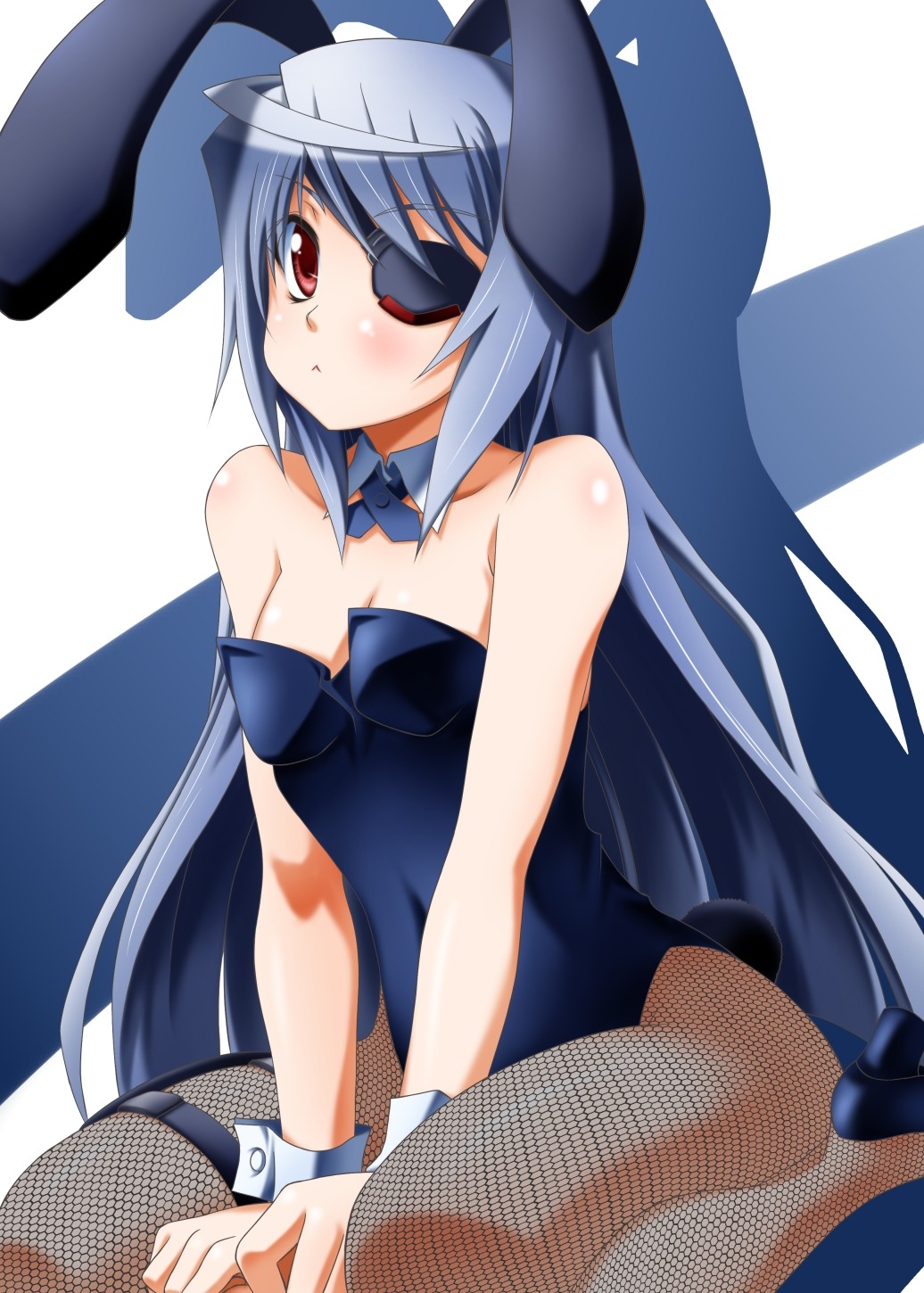 animal_ears bunny_ears bunny_girl eyepatch fishnets infinite_stratos laura_bodewig pantyhose sumeragi_tomo tail