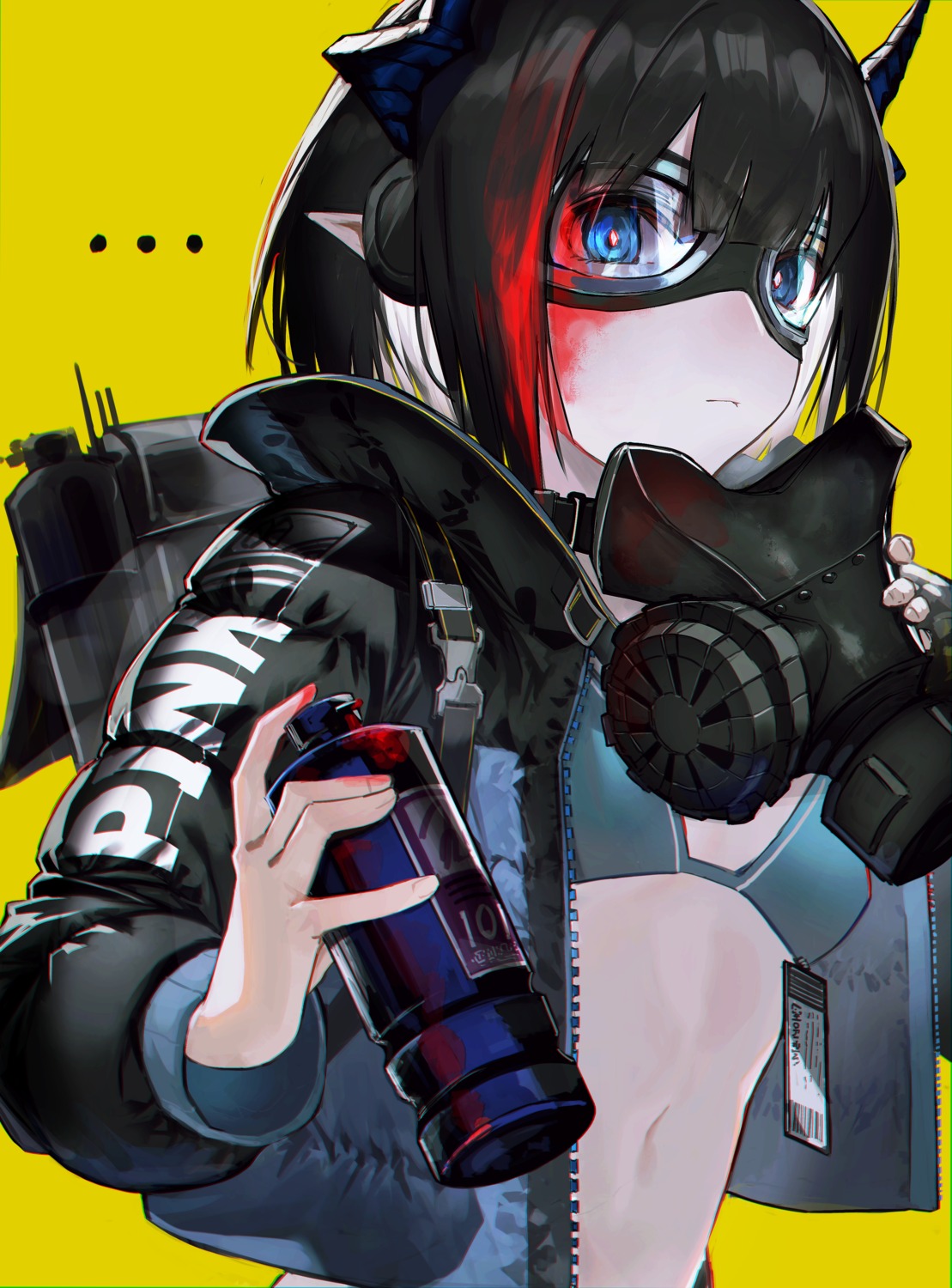 bra headphones horns karasuro megane open_shirt pointy_ears