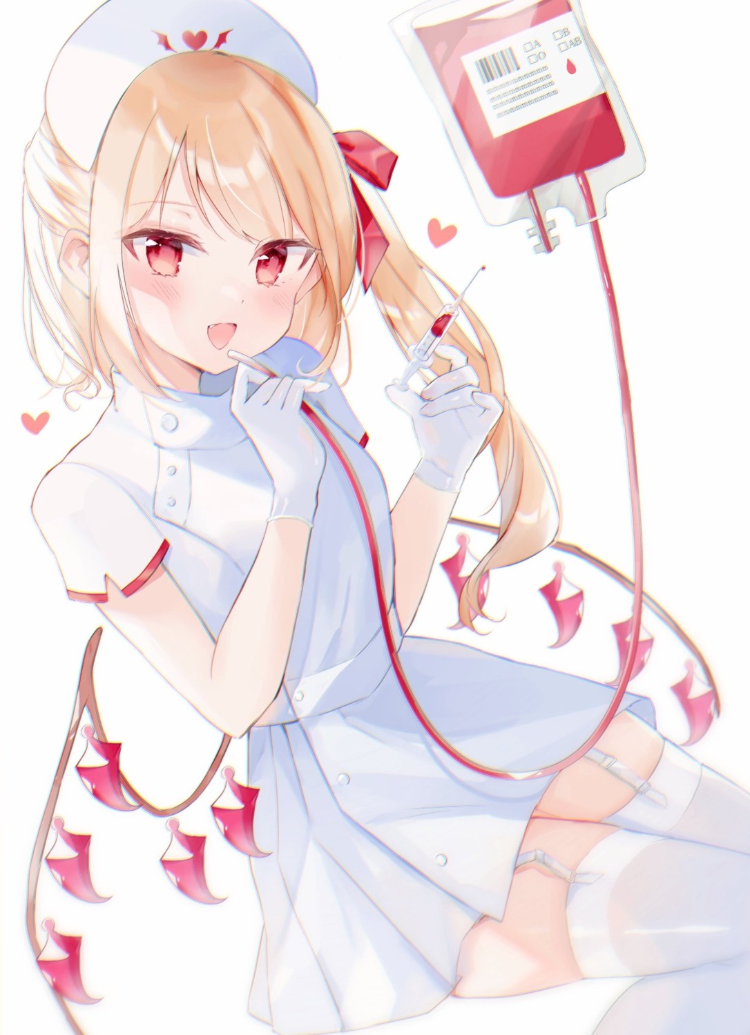 blood flandre_scarlet moko_(3886397) nurse stockings thighhighs touhou wings