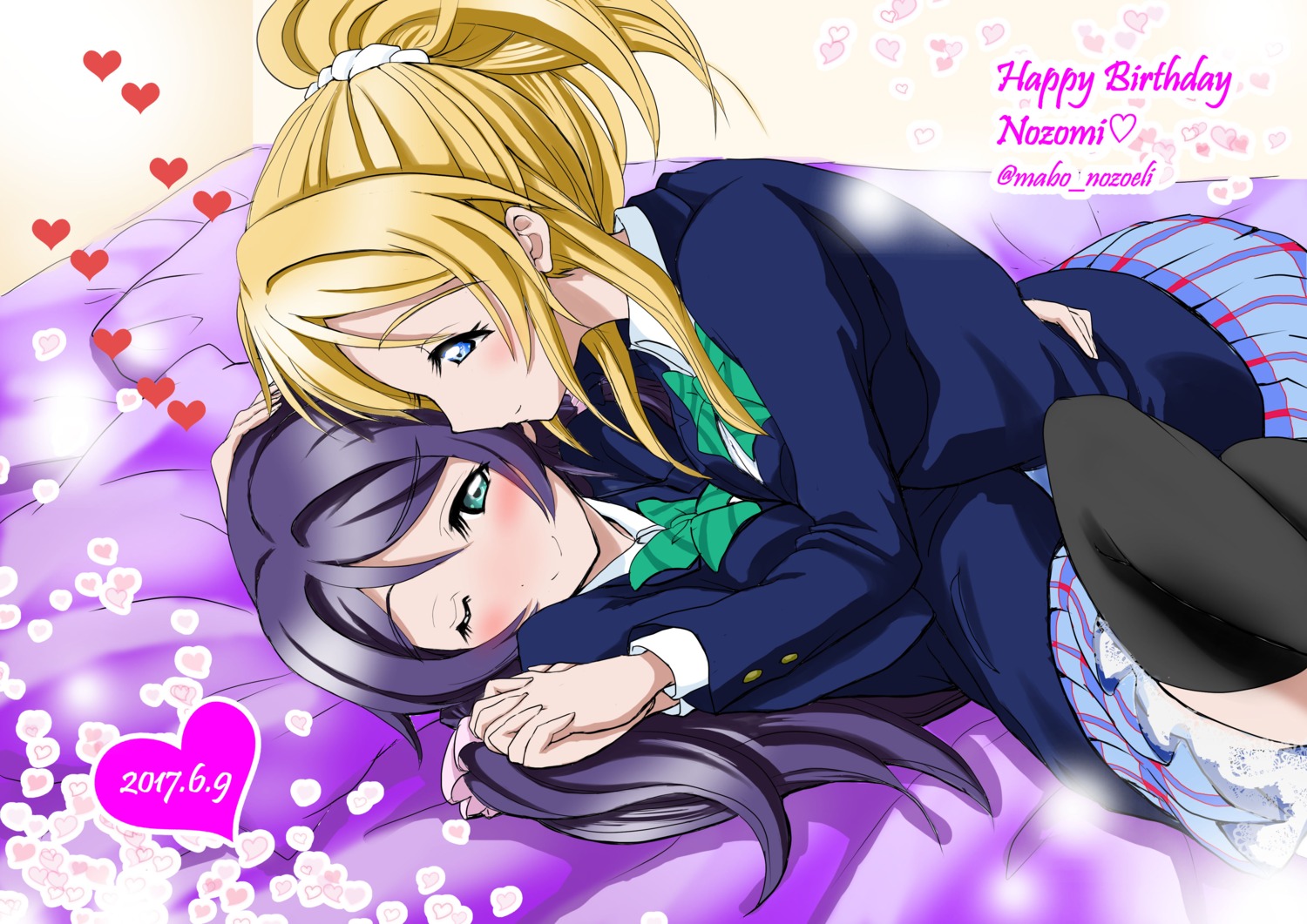 ayase_eli love_live! seifuku tagme thighhighs toujou_nozomi yuri