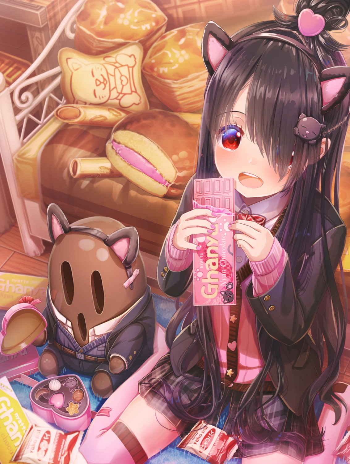 abo_(kawatasyunnnosukesabu) animal_ears nekomimi seifuku sweater thighhighs valentine