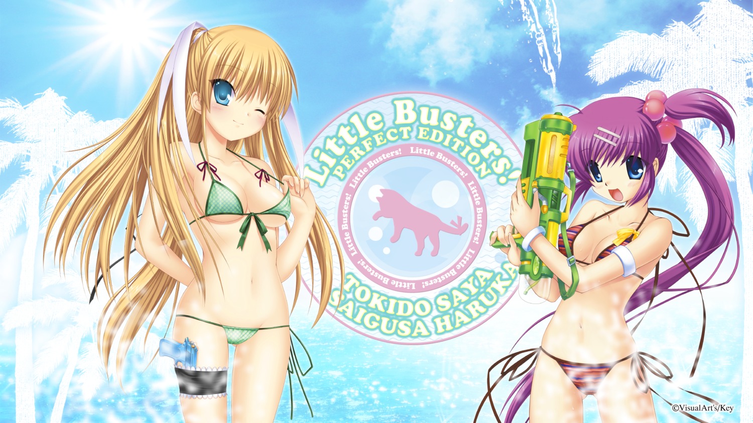 bikini cleavage garter hinoue_itaru key little_busters! na-ga saigusa_haruka swimsuits tokido_saya wallpaper