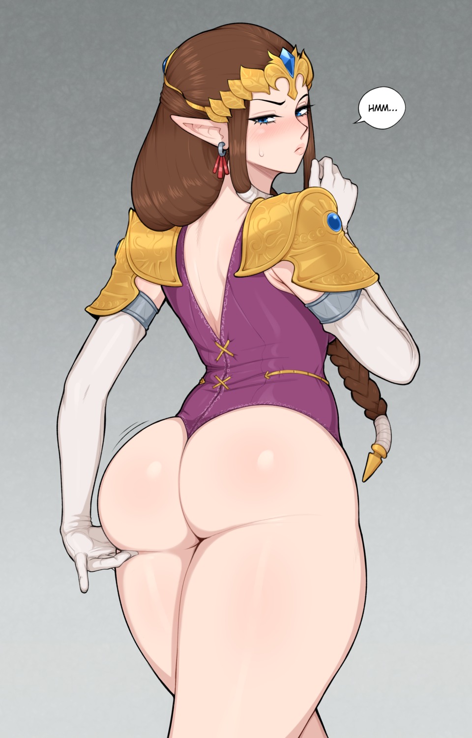 afrobull armor ass corset leotard no_bra pointy_ears princess_zelda the_legend_of_zelda