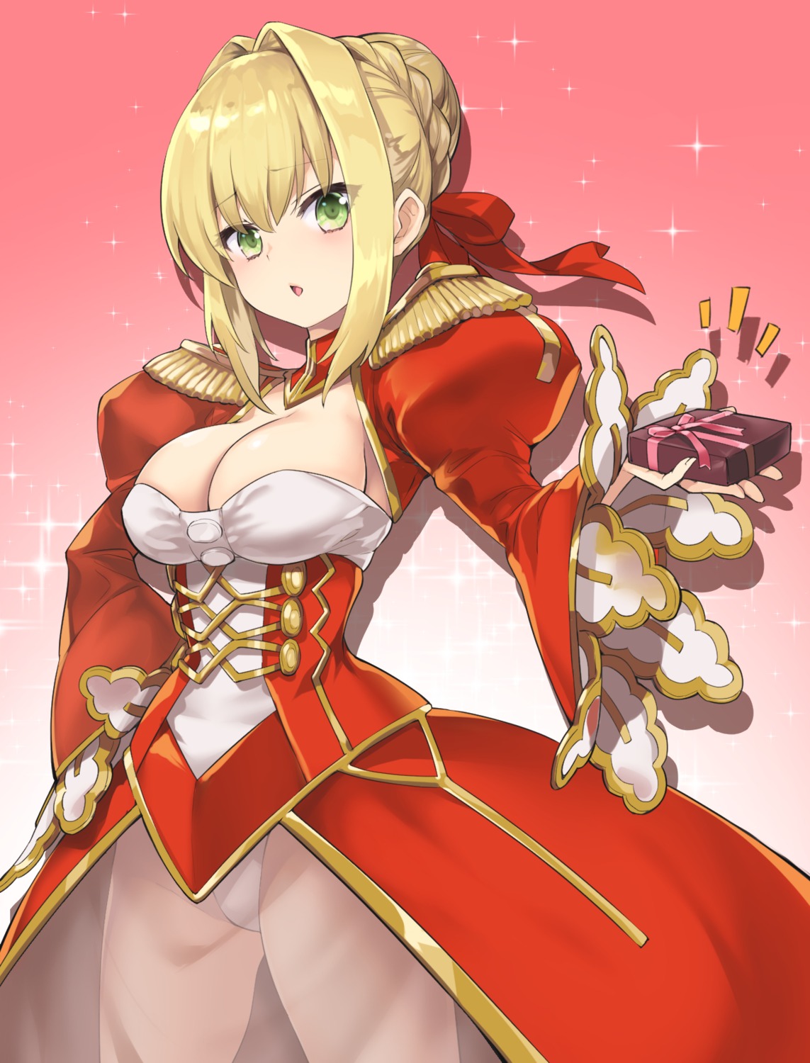 armor cleavage dress fate/extra fate/grand_order fate/stay_night nero_claudius_(fate) pantsu see_through tyone valentine