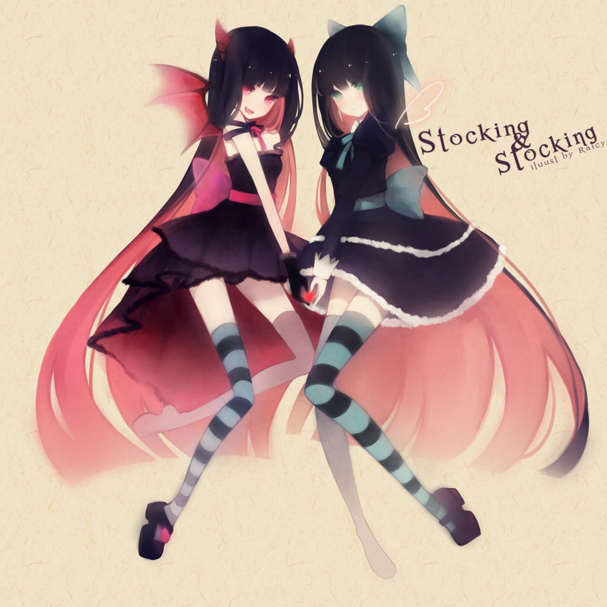 devil dress gothic_lolita horns lolita_fashion panty_&_stocking_with_garterbelt raicy stocking thighhighs wings