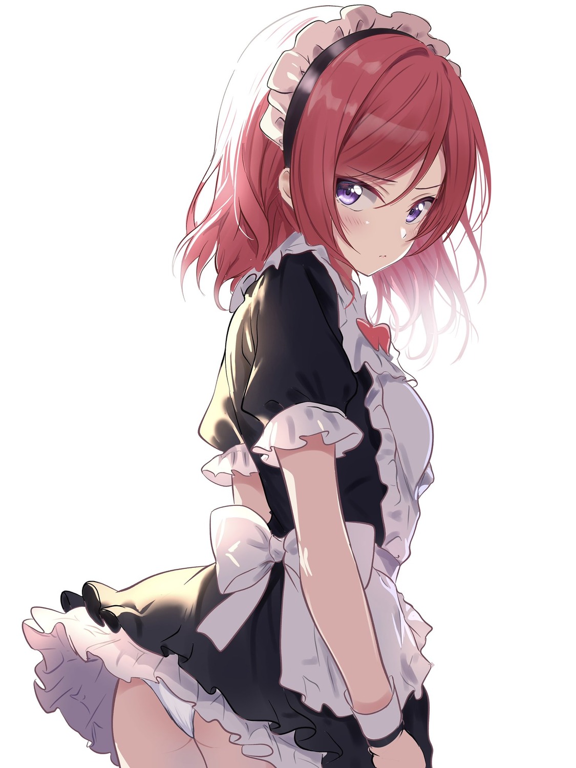 ass borgbutler love_live! maid nishikino_maki pantsu skirt_lift thong