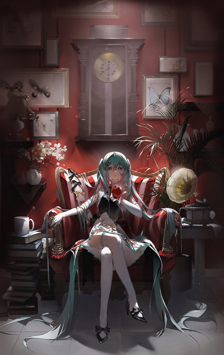 hatsune_miku hatsune_miku_symphony heels shi_tuo tattoo thighhighs vocaloid