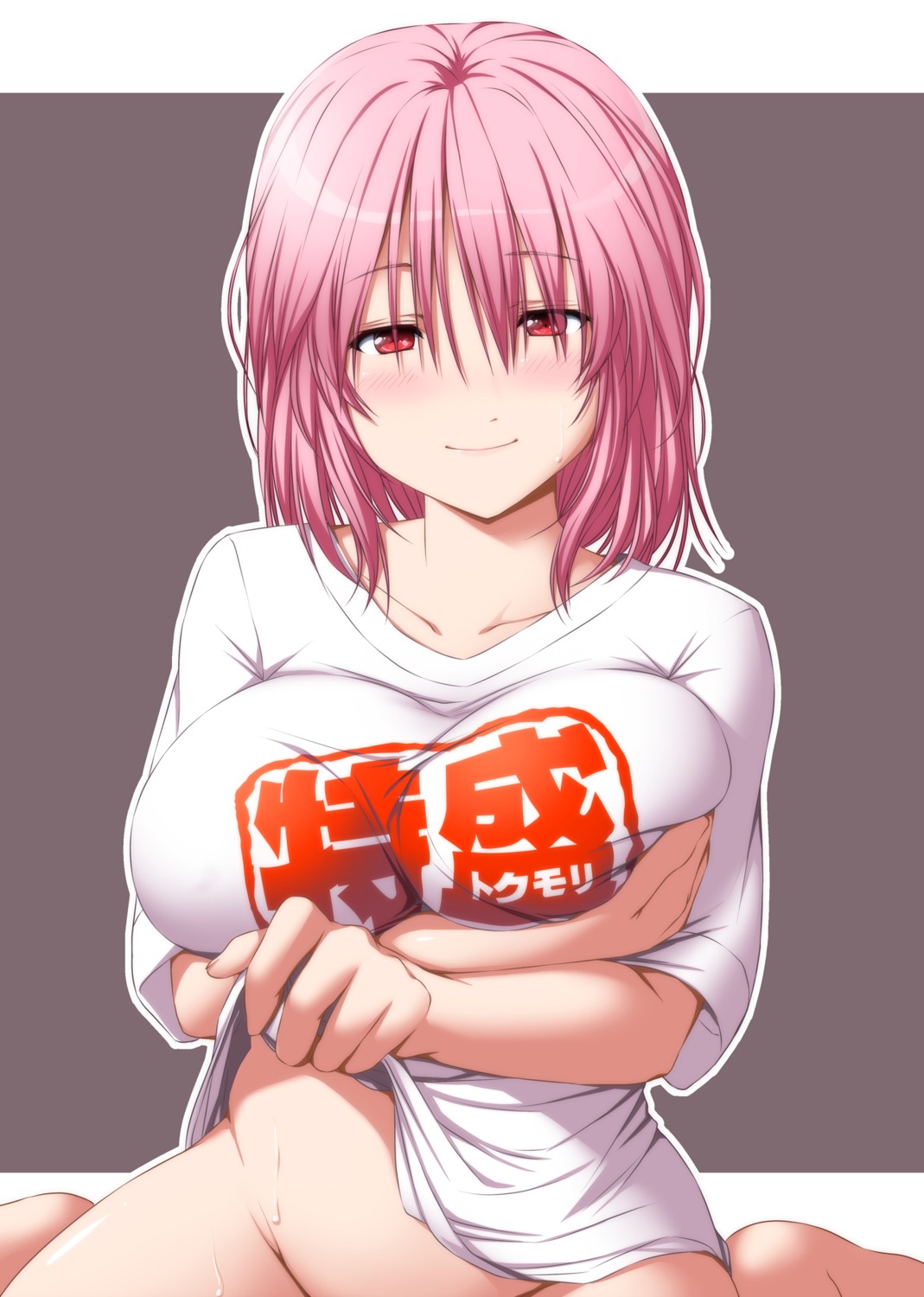 bottomless breast_hold nori_tamago saigyouji_yuyuko shirt_lift touhou